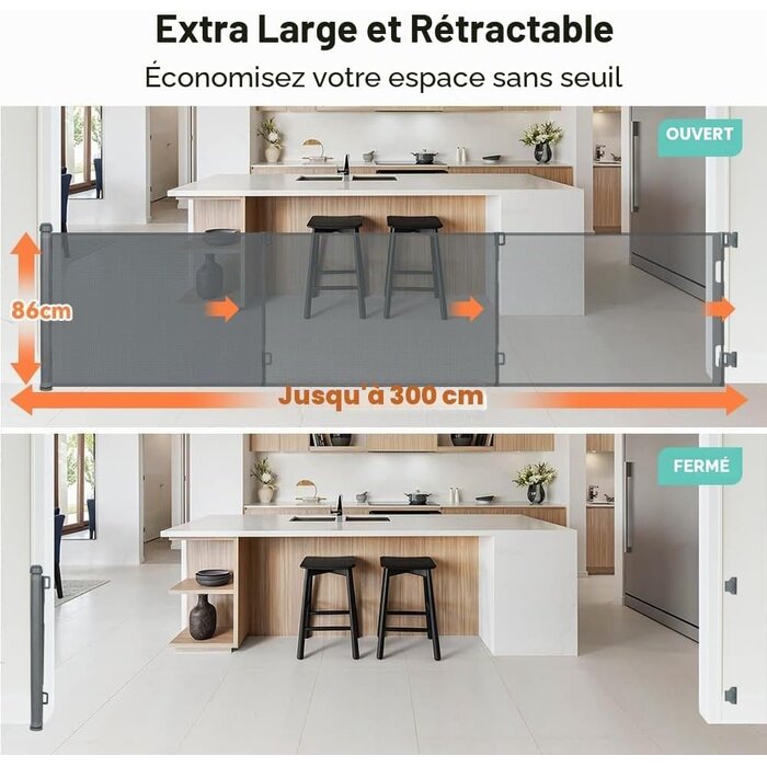Barrière rétractable extra large 300cm - Jusqu'à -40% sur les retours clients