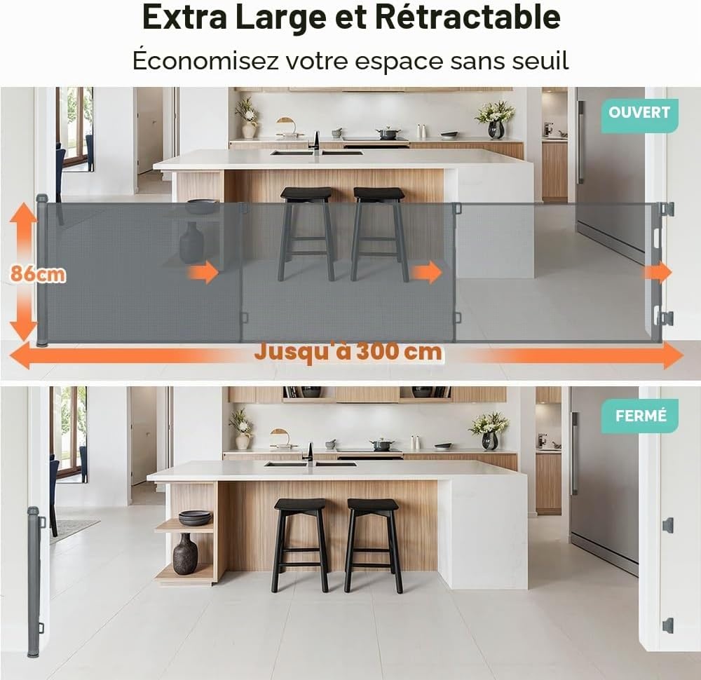 Barrière rétractable extra large 300cm - Jusqu'à -40% sur les retours clients