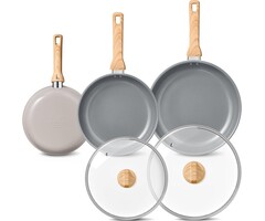 Set de 3 poêles céramique induction - Gris - Jusqu'à 40 % de réduction