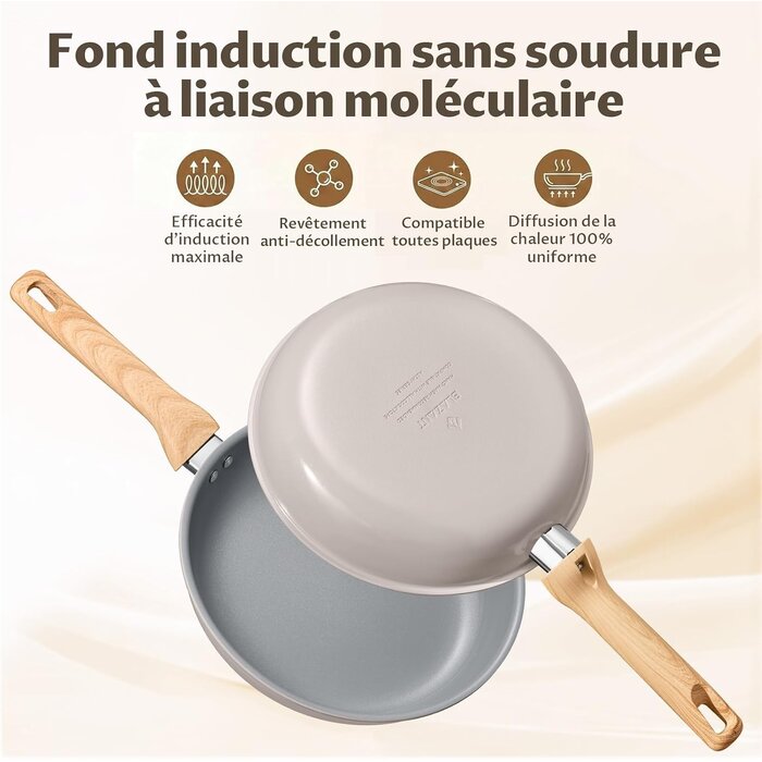 Set de 3 poêles céramique induction - Gris - Jusqu'à 40 % de réduction