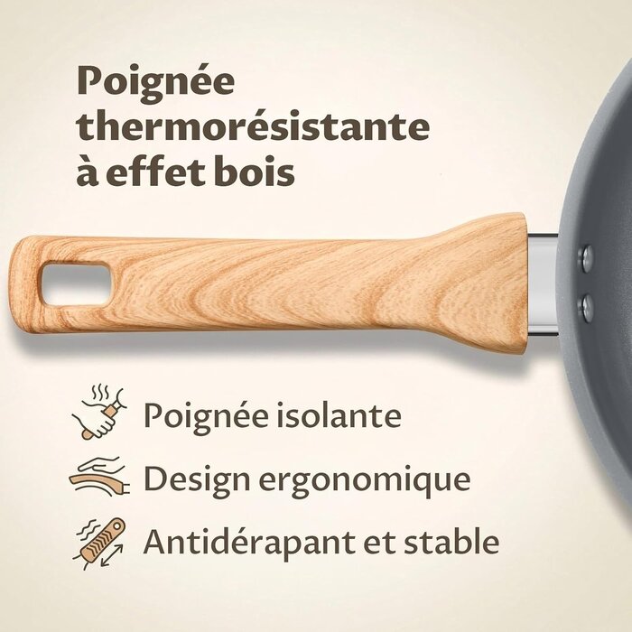 Set de 3 poêles céramique induction - Gris - Jusqu'à 40 % de réduction
