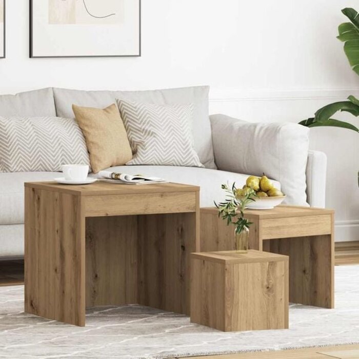 Vidaxl Lot de 3 tables gigognes chêne artisan - Jusqu'à 40% de réduction