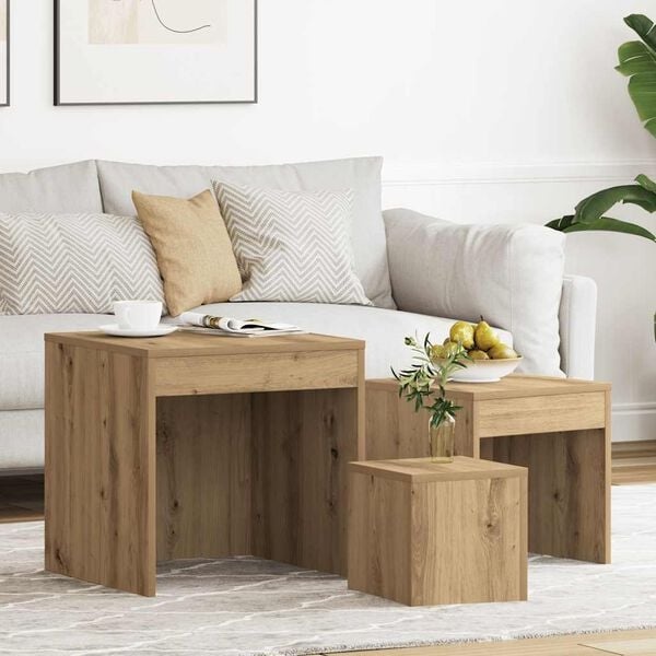 Vidaxl Lot de 3 tables gigognes chêne artisan - Jusqu'à 40% de réduction