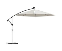 Vidaxl Parasol déporté 300 cm avec LED - Sable - Jusqu'à -37%