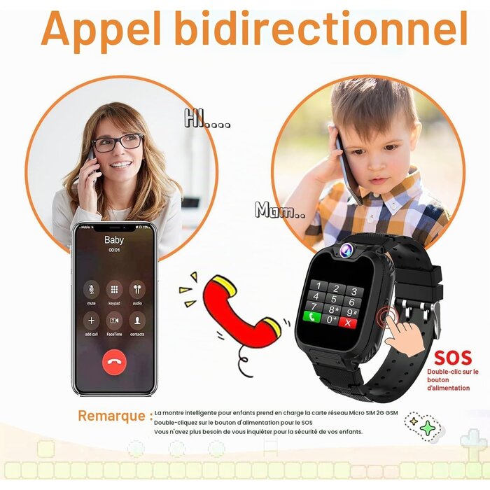 Montre connectée enfant avec SOS et jeux - Jusqu'à 34% de remise
