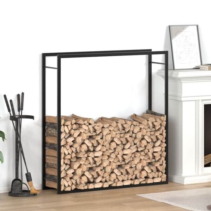 Vidaxl Range-bûches en acier noir mat 110x116 cm - Jusqu'à -43% de remise
