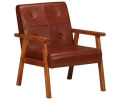 Vidaxl Fauteuil en cuir véritable et bois d'acacia - Jusqu'à -41%