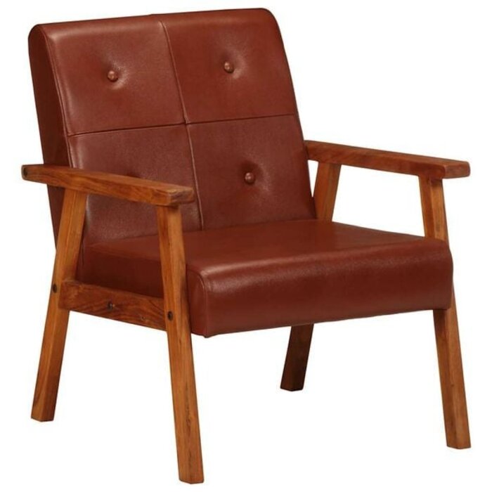 Vidaxl Fauteuil en cuir véritable et bois d'acacia - Jusqu'à -41%