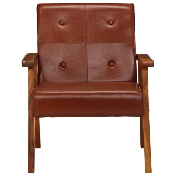 Vidaxl Fauteuil en cuir véritable et bois d'acacia - Jusqu'à -41%