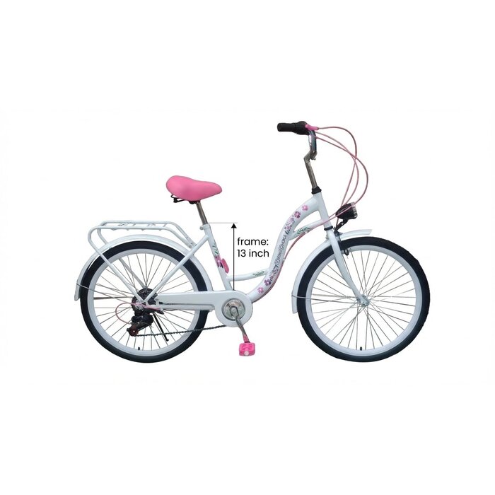 Viking Choice Vélo fille 24 pouces 6 vitesses - Blanc et rose - Jusqu'à -33%