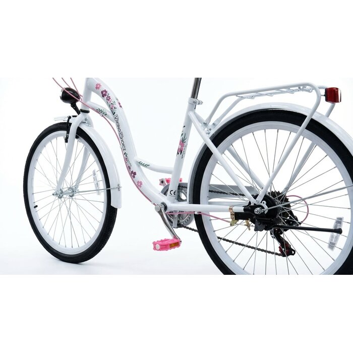 Viking Choice Vélo fille 24 pouces 6 vitesses - Blanc et rose - Jusqu'à -33%