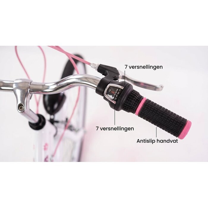 Viking Choice Vélo fille 24 pouces 6 vitesses - Blanc et rose - Jusqu'à -33%