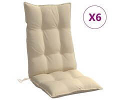 Vidaxl Lot de 6 coussins de chaise haut dossier beige - Jusqu'à -63%