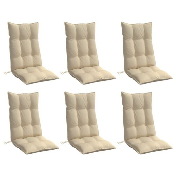 Vidaxl Lot de 6 coussins de chaise haut dossier beige - Jusqu'à -63%