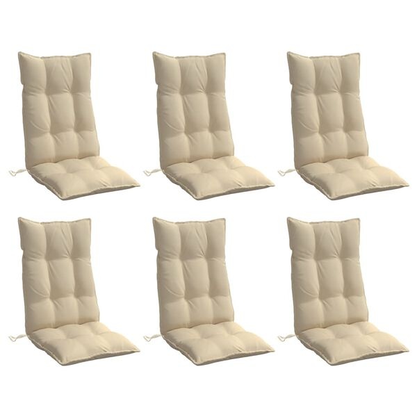 Vidaxl Lot de 6 coussins de chaise haut dossier beige - Jusqu'à -63%