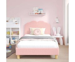Vidaxl Lit enfant 90x190cm tissu bouclé rose - Jusqu'à -41% sur le prix d'origine