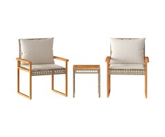 Vidaxl Ensemble bistro 3 pièces en rotin PE - Beige mélangé - Jusqu'à -37%