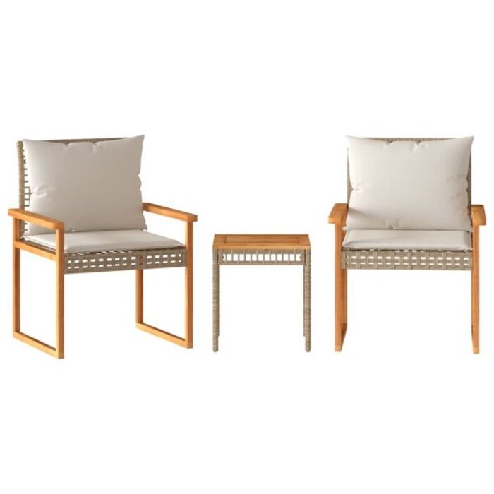 Vidaxl Ensemble bistro 3 pièces en rotin PE - Beige mélangé - Jusqu'à -37%
