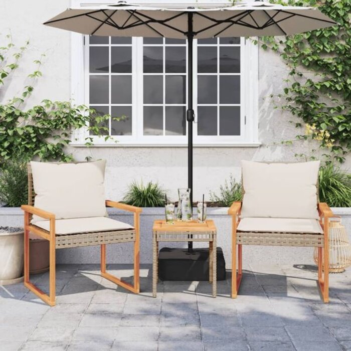 Vidaxl Ensemble bistro 3 pièces en rotin PE - Beige mélangé - Jusqu'à -37%