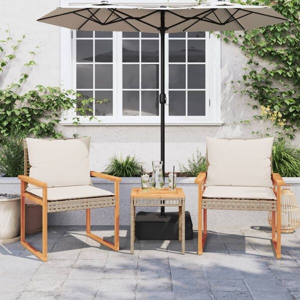 Vidaxl Ensemble bistro 3 pièces en rotin PE - Beige mélangé - Jusqu'à -37%