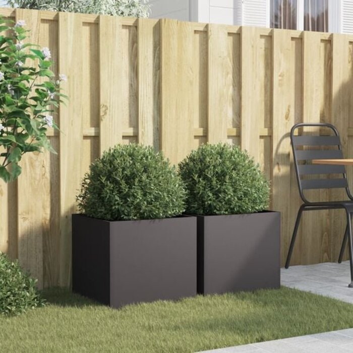 Vidaxl Lot de 2 jardinières carrées en acier noir - Jusqu'à 33% de réduction