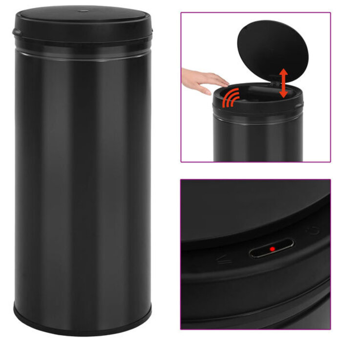 Vidaxl Poubelle Automatique 80 L Acier Noir - Jusqu'à -37% de remise