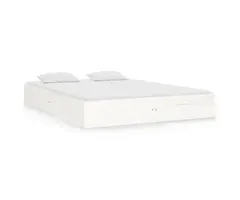 Vidaxl Cadre de lit en bois massif 120x190 cm - Blanc - Jusqu'à 34% de remise