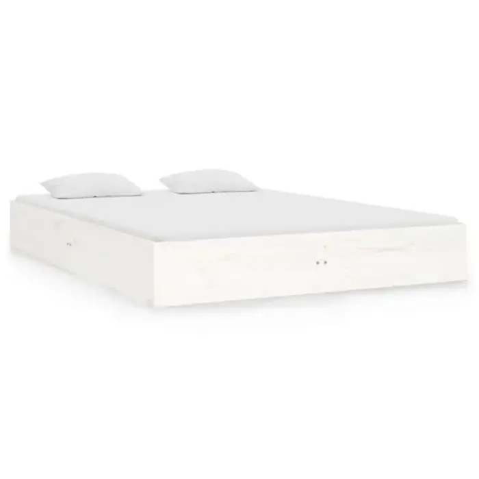 Vidaxl Cadre de lit en bois massif 120x190 cm - Blanc - Jusqu'à 34% de remise