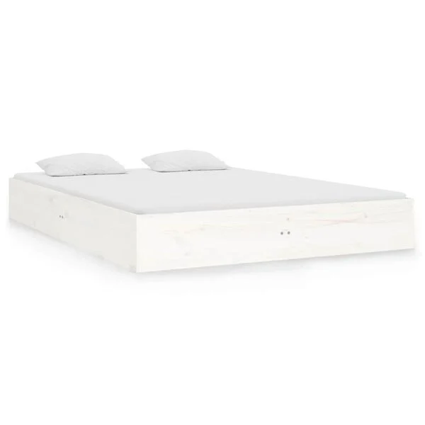 Vidaxl Cadre de lit en bois massif 120x190 cm - Blanc - Jusqu'à 34% de remise