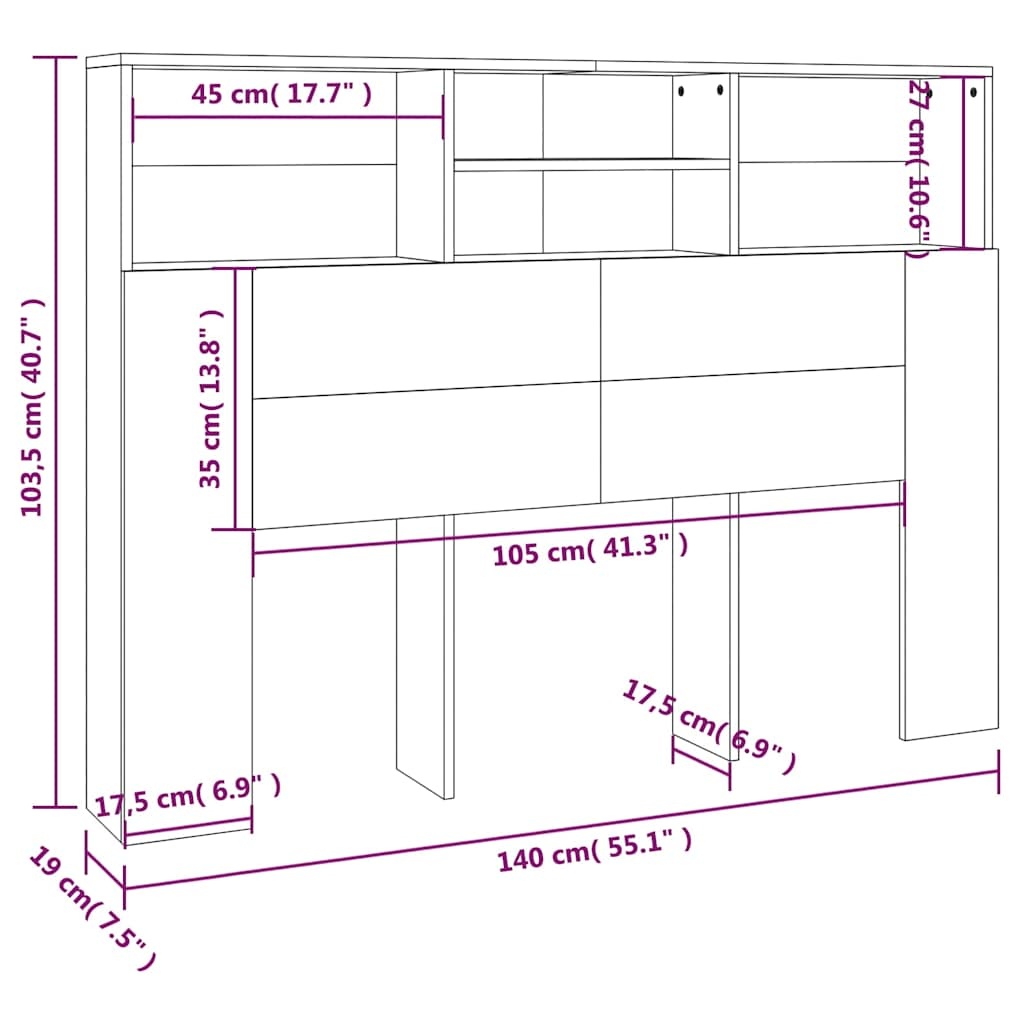 Vidaxl Tête de lit avec rangement 140x19cm - Blanc - Jusqu'à -41%