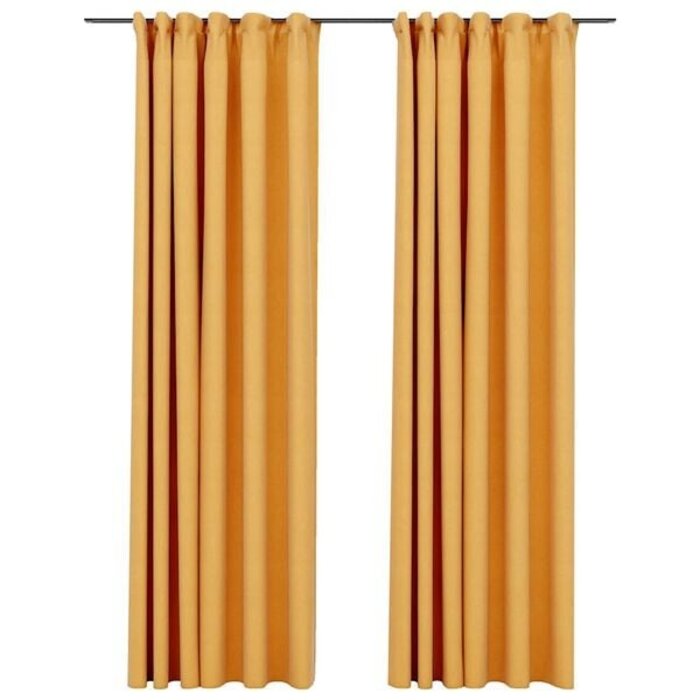 Vidaxl Rideaux occultants aspect lin jaune 140x245 cm - Jusqu'à -38%