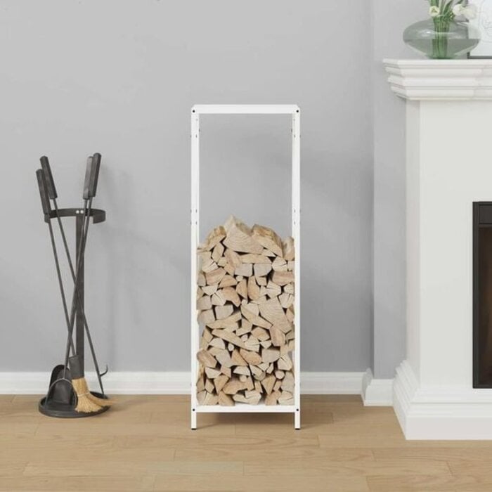 Vidaxl Range-bûches en acier blanc 100 cm - Jusqu'à -41%