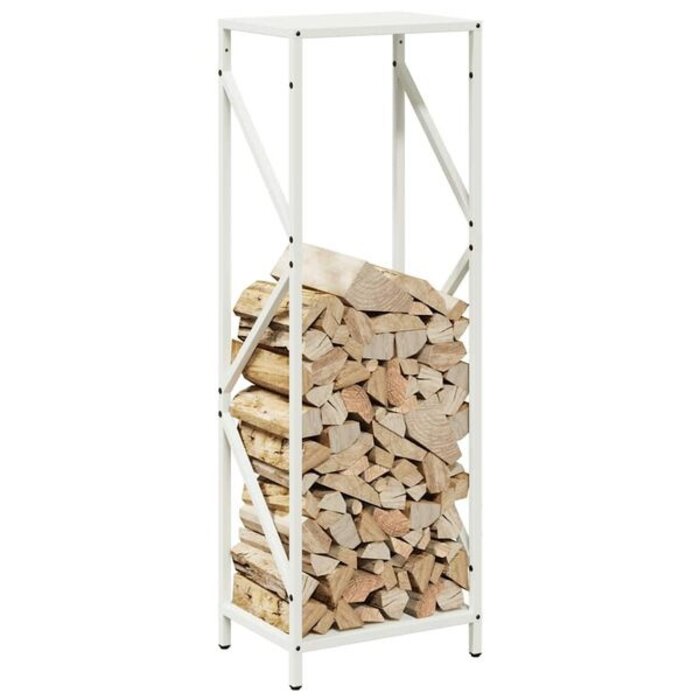 Vidaxl Range-bûches en acier blanc 100 cm - Jusqu'à -41%