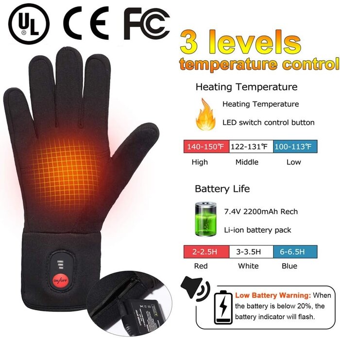 Gants chauffants tactiles rechargeables - Jusqu'à 78 % de réduction