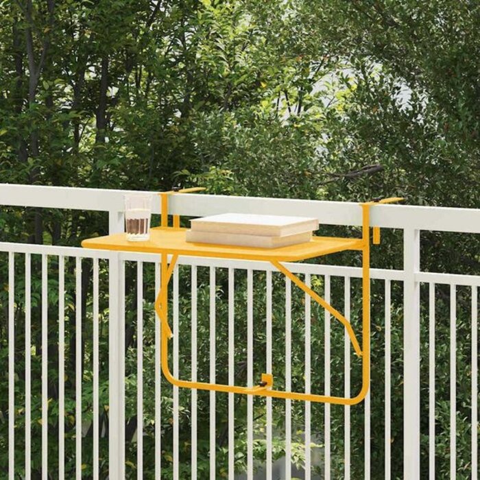 Vidaxl Table de balcon suspendue pliable - Acier Jaune - Jusqu'à 35% de remise