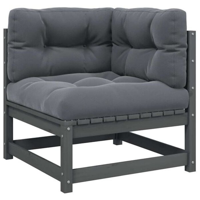Vidaxl Canapé d'angle de jardin bois de pin - Anthracite - Jusqu'à -40%