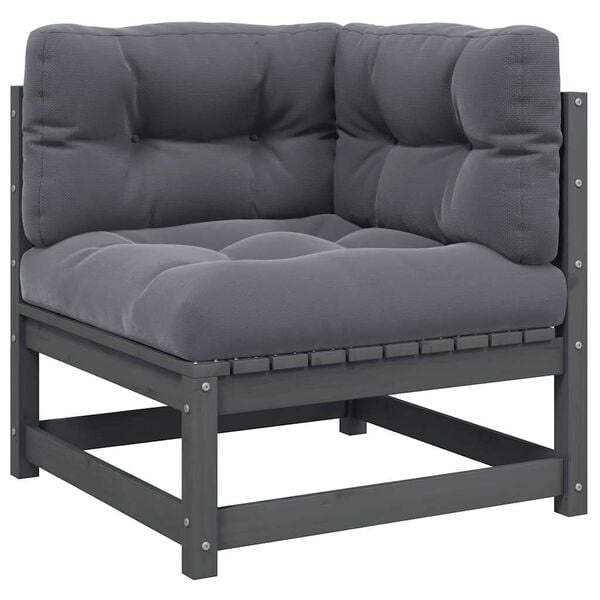 Vidaxl Canapé d'angle de jardin bois de pin - Anthracite - Jusqu'à -40%