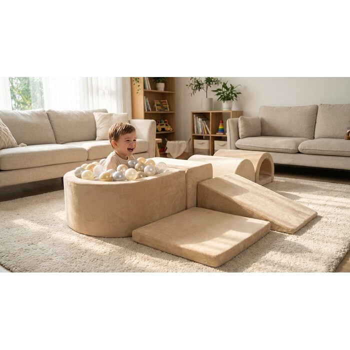 Viking Choice Aire de jeux en mousse 7 pièces - Piscine à balles - Beige - Jusqu'à -41%