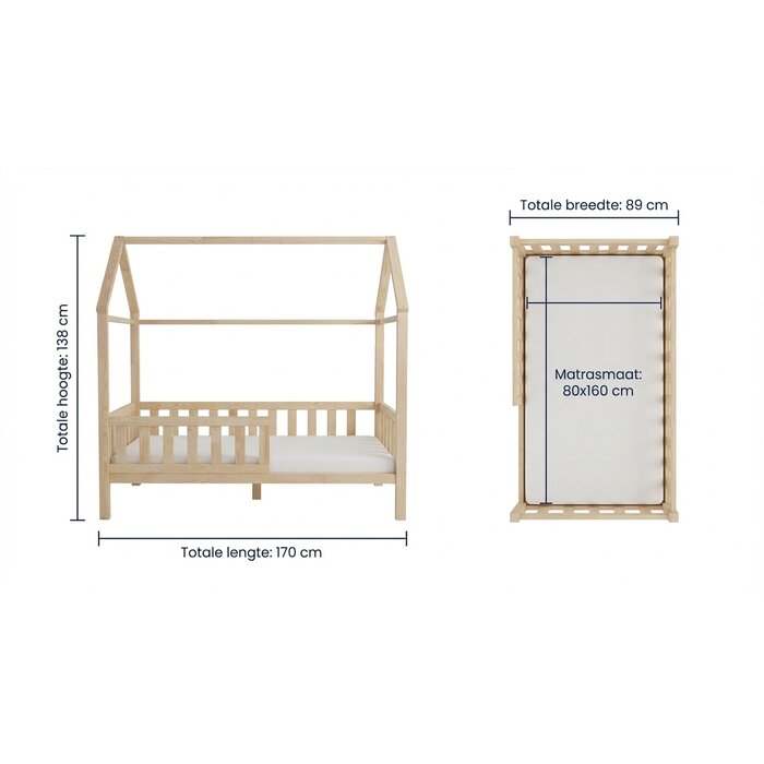 Viking Choice Lit cabane enfant 80x160cm en pin massif - Jusqu'à -41% sur le retour