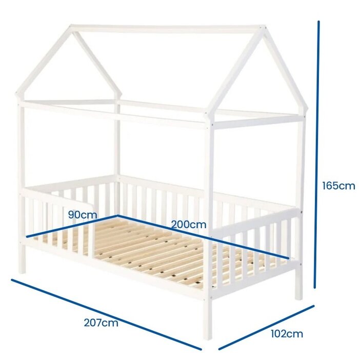 Viking Choice Lit cabane enfant 200x90 cm en bois blanc - Jusqu'à -39% sur l'outlet