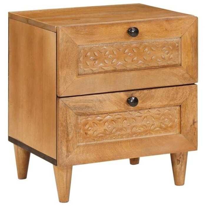 Vidaxl Table de chevet bois clair 2 tiroirs - Jusqu'à -40% sur votre outlet