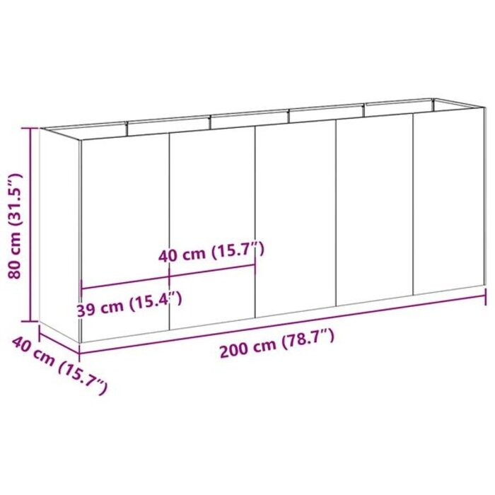 Vidaxl Jardinière surélevée 200x40x80cm Acier Anthracite - Jusqu'à -41%