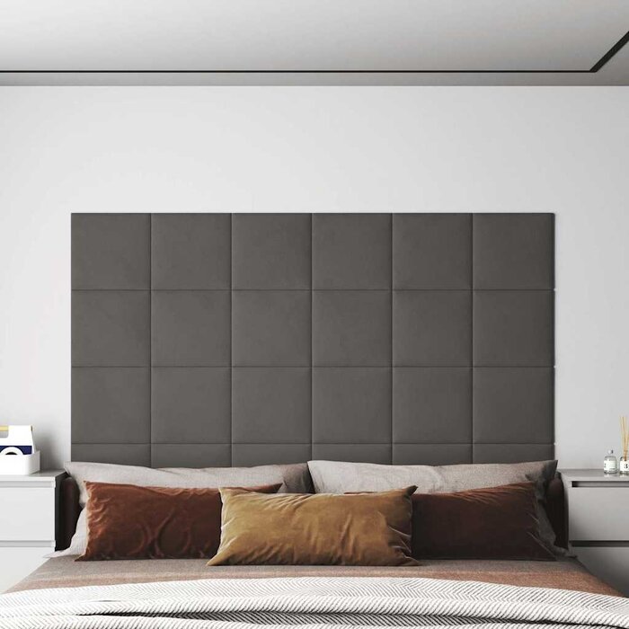 Vidaxl Panneaux muraux velours gris foncé 30x30cm (1,08m²) - Jusqu'à -49%
