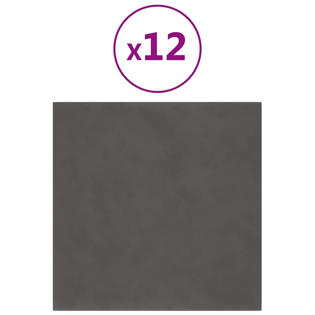 Vidaxl Panneaux muraux velours gris foncé 30x30cm (1,08m²) - Jusqu'à -49%