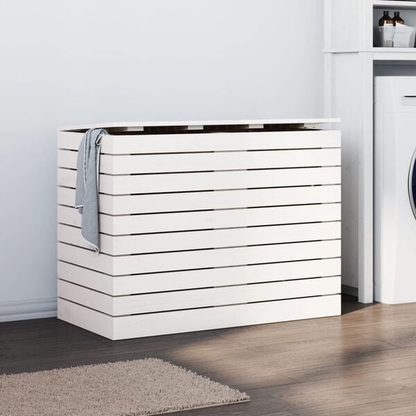 Vidaxl Panier à linge en pin massif blanc - Jusqu'à -41% sur le stock disponible