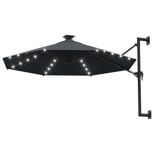 Vidaxl Parasol mural LED anthracite 300 cm - Jusqu'à -41% sur votre terrasse