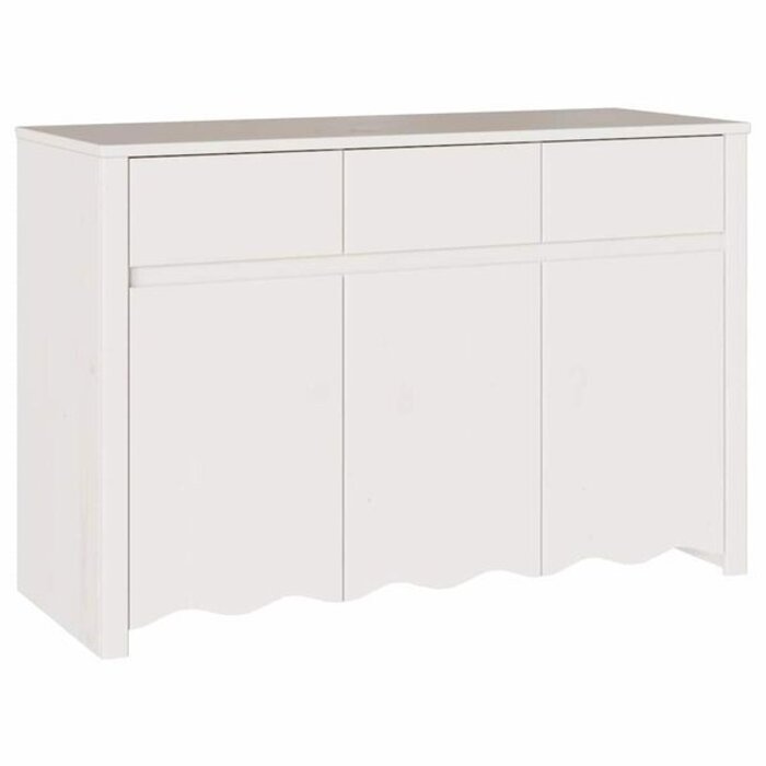Vidaxl Buffet en pin massif blanc - 114cm - Jusqu'à -41%