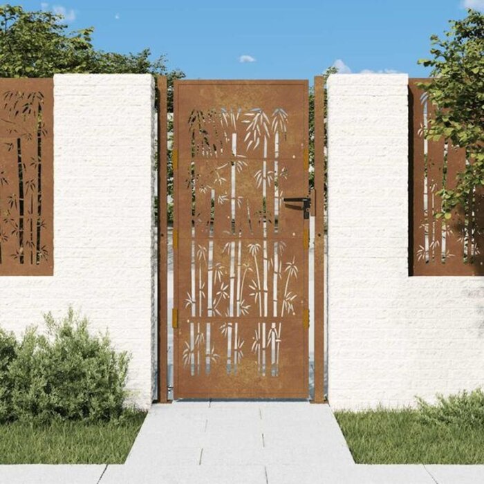 Vidaxl Portillon de jardin acier Corten motif bambou 100x200 cm - Jusqu'à -35%