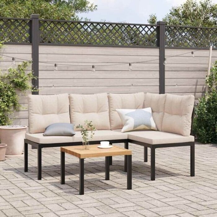 Vidaxl Lot de 2 bancs de jardin en acier noir - Jusqu'à 35% de réduction