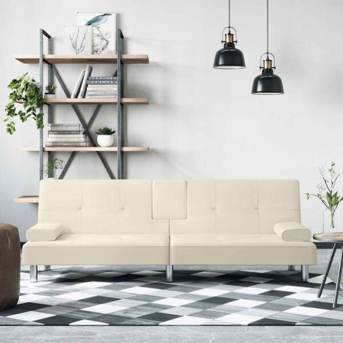Vidaxl Canapé-lit contemporain en similicuir crème - Jusqu'à 35% de réduction